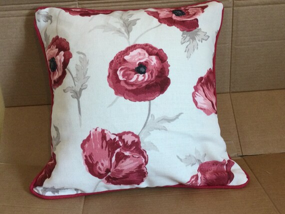 Coussin Bolster Laura Ashley - Tissu Coquelicot Freshford - Rembourré - Cranberry/Rouge/Crème