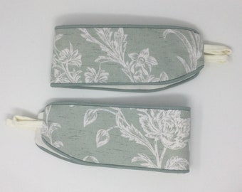 Laura Ashley Lloyd Sage Green Handmade Pair Of Curtain Tie Backs Piped Green