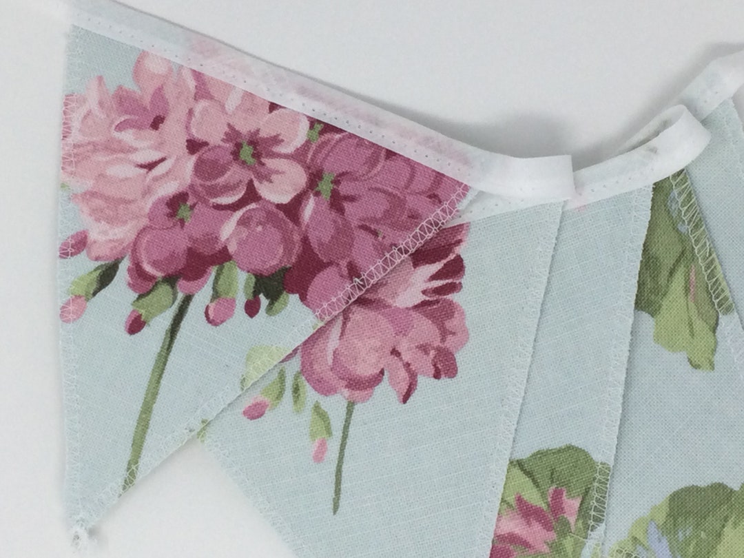 Laura Ashley Geranium Topaz Blue Handmade Bunting 5 Double Etsy