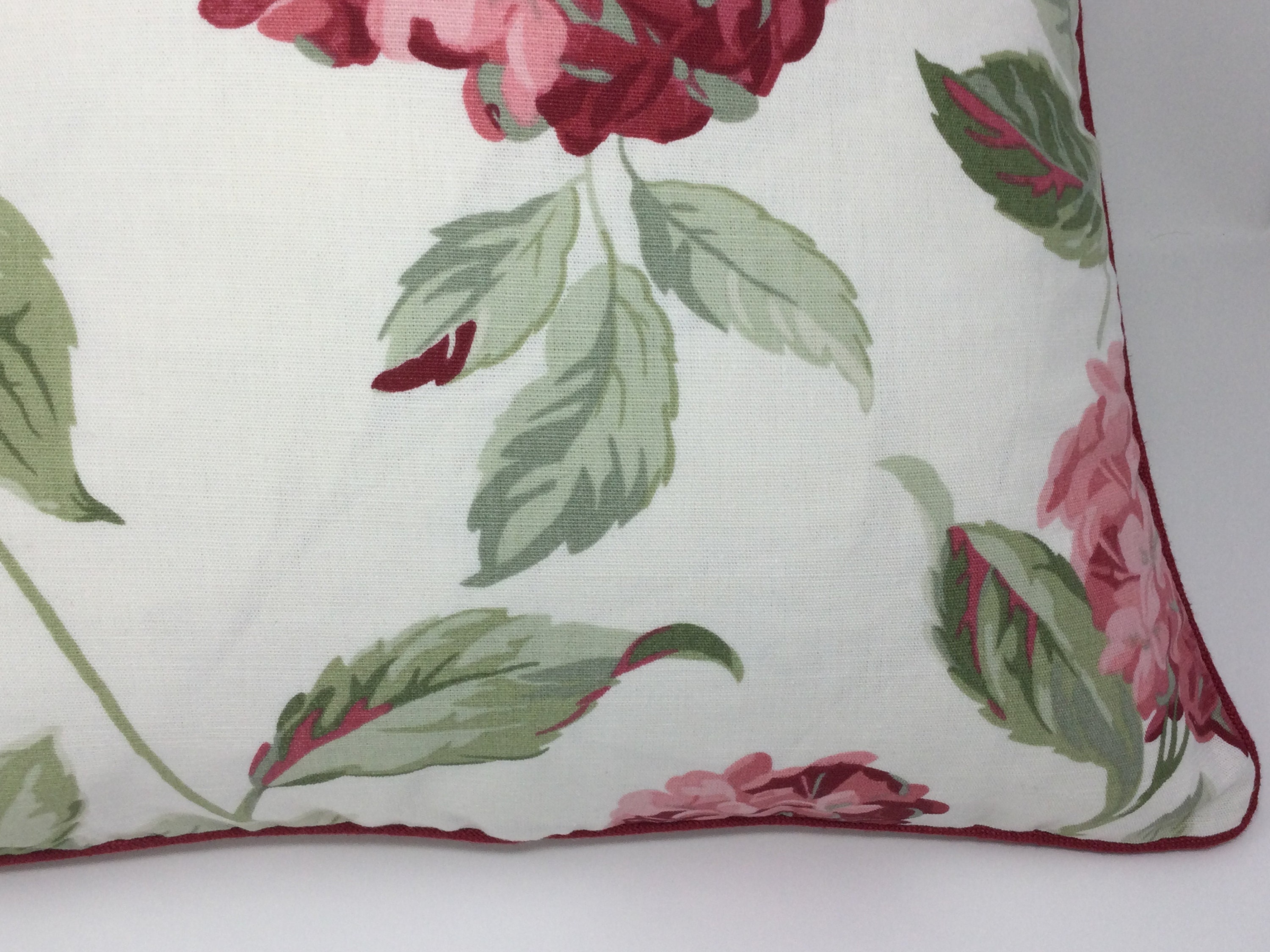16 Laura Ashley Hydrangea Cranberry Cushion Cover Scarlett Red Piping