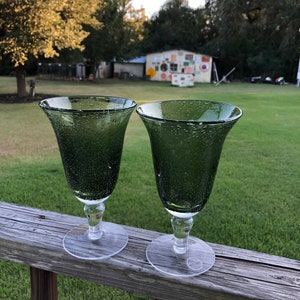 Vintage Artland China emerald green bubble goblet tumbler mixed drink glass