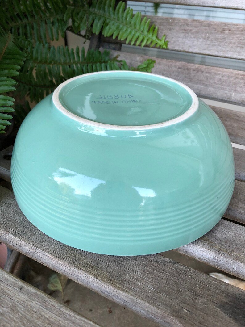 Vintage Sage Green glazed Ceramic GIBSON Serving Mixing Bowl Etsy