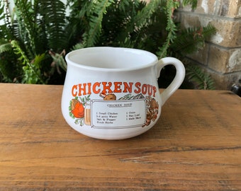 Vintage Chicken Soup Mug Bowl Cup-kitchen decoration-retro-knickknack-recipe-barware