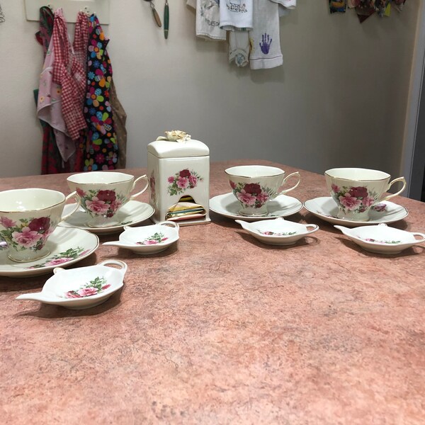 Pink Rose Tea Set Etsy