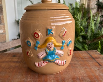 Vintage HEAVY Girl Doll Cookie Jar Container Storage Canister-Raggedy Ann-Kitchen Decoration-Knickknack-Ceramic-Retro