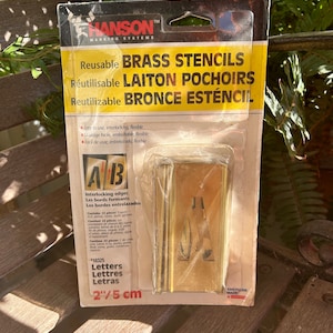 Vintage Hanson Reusable 2&quot; Brass Letter Stencils-33 stencils-interlocking edges-Crafts-Personalization