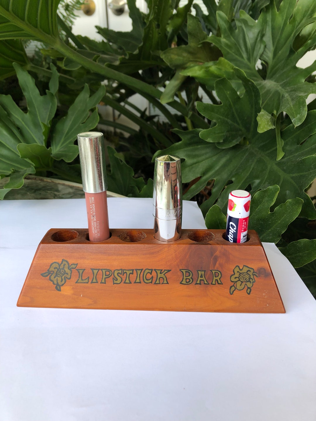 Vintage Cedar Wood Lipstick Holder Displaylipstick Etsy