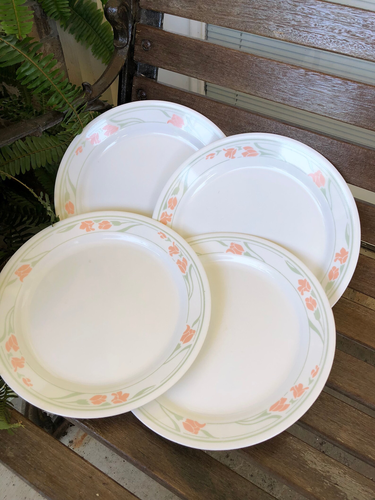 4 Corelle Peach Garland Dîner Souper AssiettesPièces Etsy