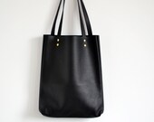 CUSTOM ORDER for GIANNA Black Leather Tote Bag Pebbled Leather Laptop Bag Italian Black Leather Tote - Madrid -