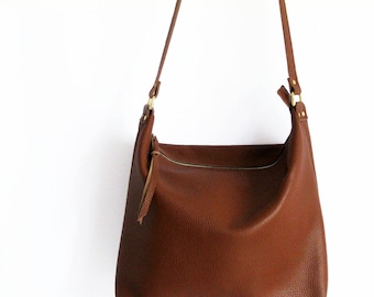 HOBO BAG BROWN Women Leather Handbag Brown Hobo Crossbody Bag Soft Leather Bag Leather Purse Festival Bag Sac Bag - Barcelona Bag