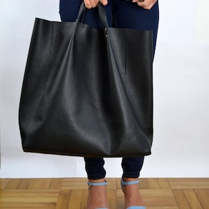 Very Large tote bag, soft leather bag, black leather bag, oversized tote, large shopper bag, everyday handbag,  travel bag - BIJING BAG -