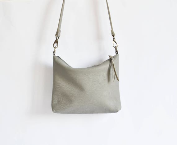 grey leather hobo bag
