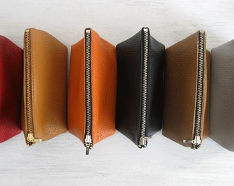 Bolso de piel granulada: bolso de mano de piel italiana, neceser o neceser de maquillaje