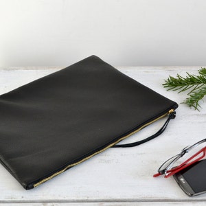 Bolsa de couro CLUTCH, bolsa de casamento, bolsa de couro, bolsa de noite, bolsa grande de couro preto, estojo de couro - NOVA IORQUE -