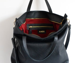 Large Leather Tote Bag: Oversized Zippered Shopper - LONDON Bag