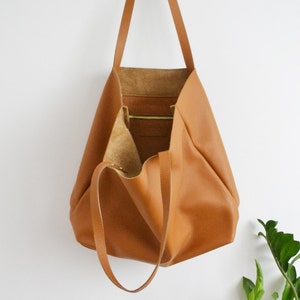 Sac EN CUIR BRUN, Grand sac tote, sac Beige Tote, sac portable en cuir Sac femme Sac sac - ROME sac -