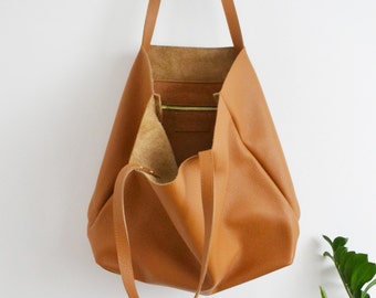 Bolso Tote de CUERO MARRÓN, Bolso Tote Grande, Bolso Tote Color Tostado, Bolso de Cuero para Portátil Bolso de Mujer Bolso Tote de Cuero - Bolso ROME -