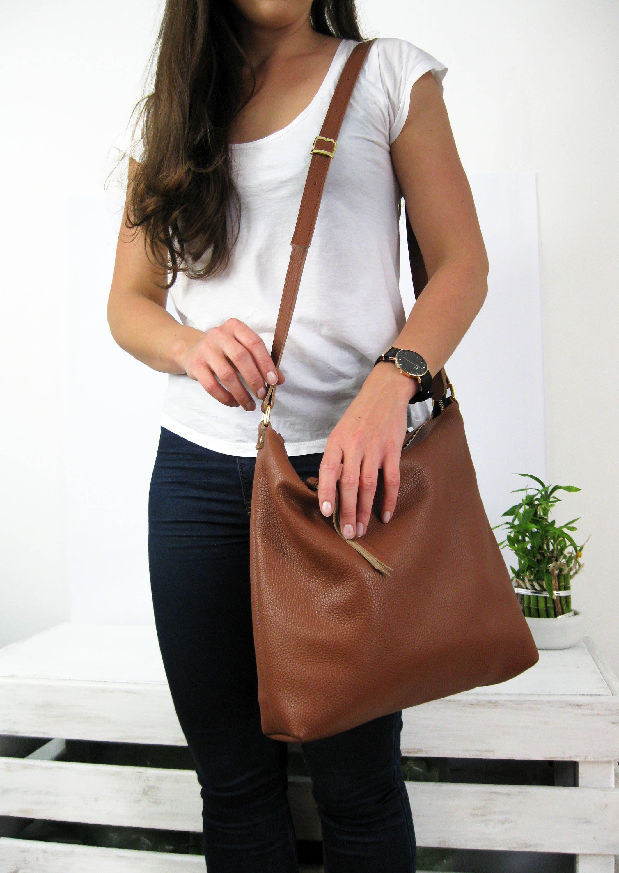 BROWN HOBO BAG Women Leather Handbag Brown Hobo Crossbody Etsy