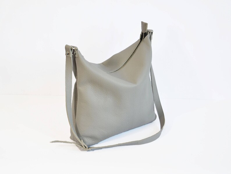LEATHER HOBO BAG Women Leather Handbag Grey Hobo Crossbody Bag - Etsy