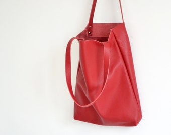 Tote bag, Leather tote bag, Leather tote, Tote bag leather, Leather tote woman, Leather tote, Leather tote - MADRID - Red Tote Bag