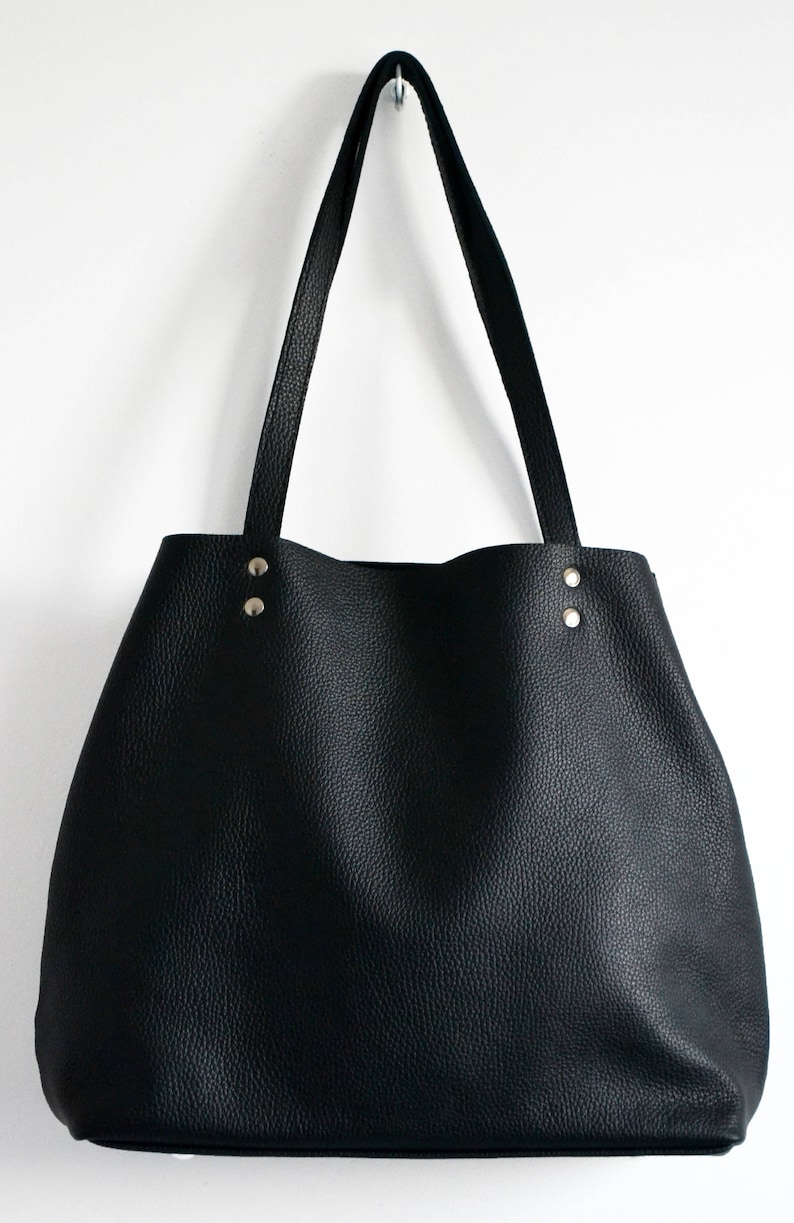 Leather Shoulder Bag From Black Genuine Leather ROME Etsy