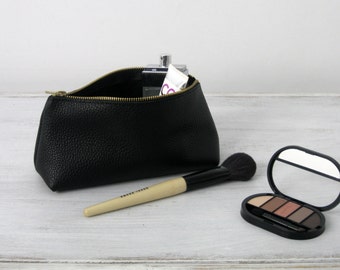 Leather Makeup Pouch, Leather Cosmetic Bag, LEATHER POUCH, Pouch Leather, Leather Clutch, Leather Toiletry Bag, Leather Bag