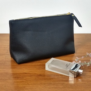 BOLSA DE COURO GRANDE - Bolsa de couro - Bolsa de higiene de couro - Bolsa de couro - Bolsa de maquiagem de couro - Bolsa de cosméticos com forro