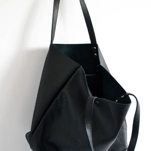 BLACK LEATHER Tote, Large Tote Bag, Black Tote Bag, Leather Laptop Bag Women's Bag Leather Tote with Zipper ROME bag image 5