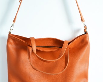 トートバッグ BY FAR Orange Nappa Leather Oslo Shopping Bag By Far Oslo Tote Bag In Luxurious Nappa Leather In Orange