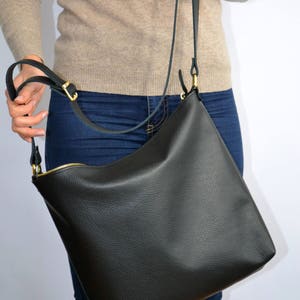 Bolso HOBO DE CUERO NEGRO, Bolso de cuero para mujer, Bolso bandolera Hobo, Bolso de cuero suave, Monedero de cuero, Bolso Sac - Bolso Barcelona -