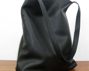 Black Leather Crossbody Bag, Leather Hobo Bag, Shoulder Bag, Italian Black Leather Hobo - DUBLIN Bag -
