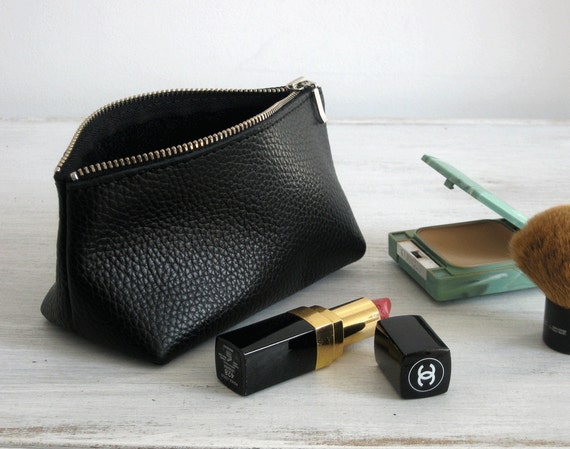 Leather Cosmetic Bag , Black