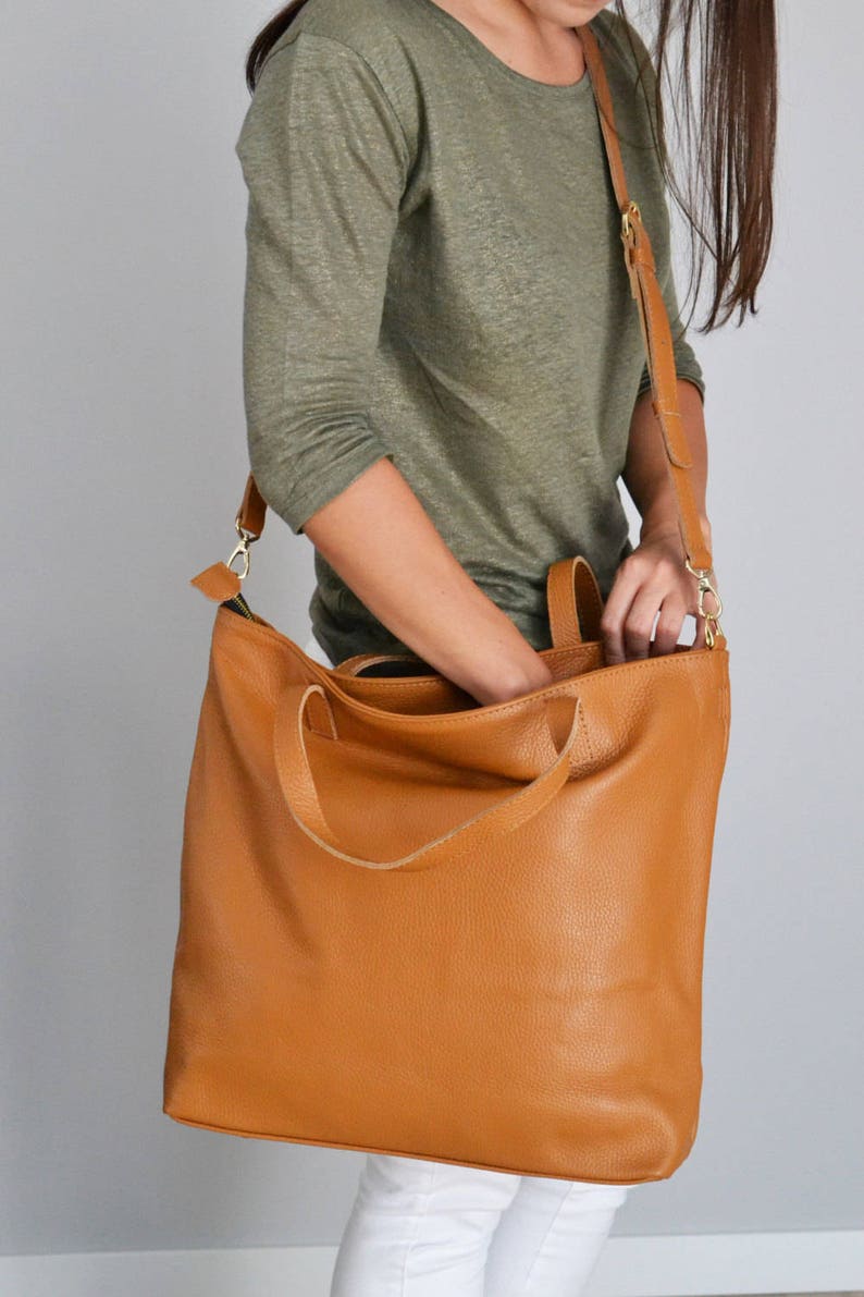 TAN LEATHER TOTE Tan Leather Bag Camel Brown Leather Tote - Etsy