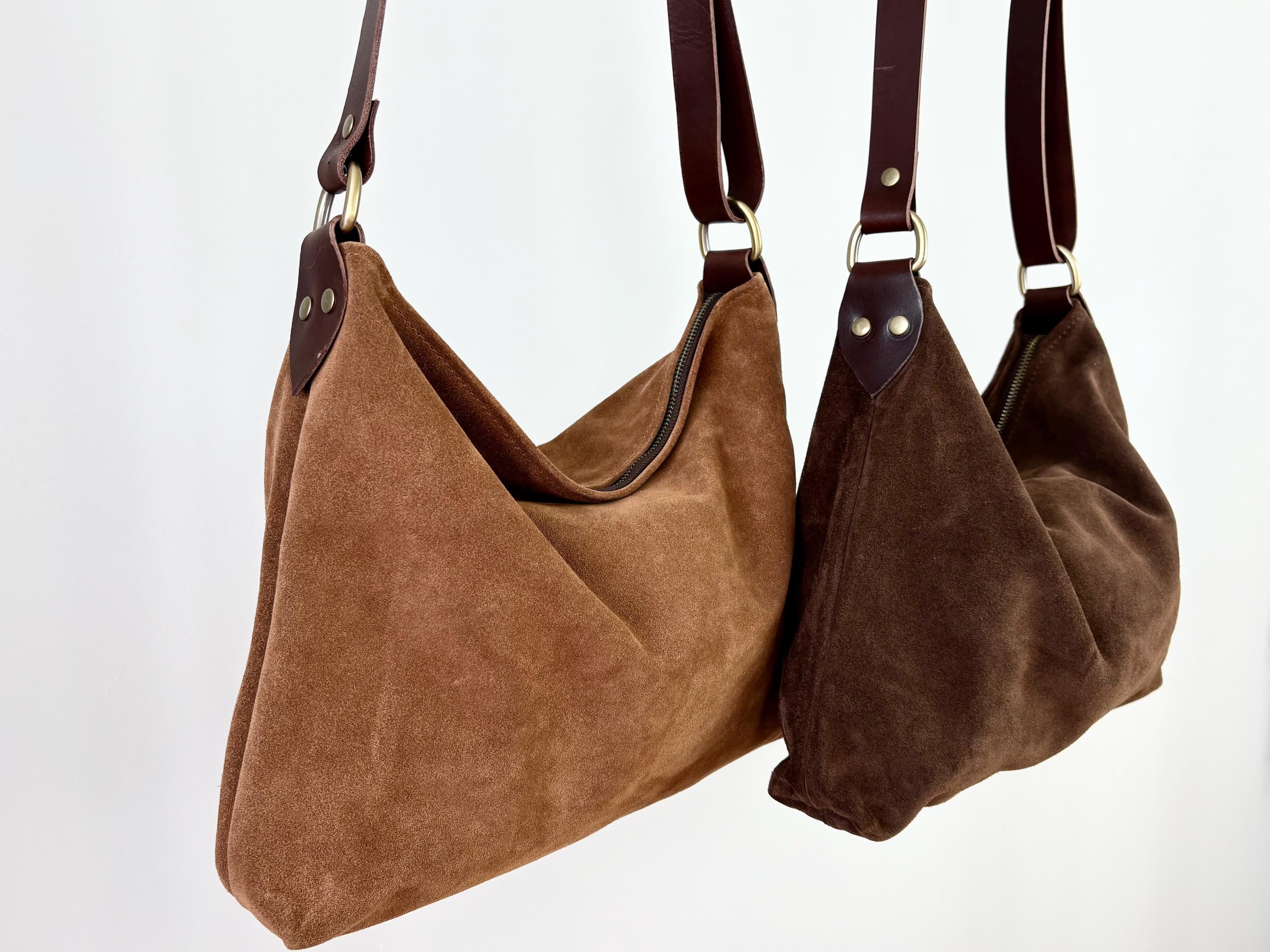 Crossbody Bag: Handmade Suede Brown Hobo With Adjustable Strap - Etsy