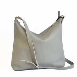 LEDER HOBO BAG Damen Leder Handtasche Grau Hobo Umhängetasche Festival Tasche Leder Geldbeutel Sacktasche Sommertasche - Barcelona Tasche -