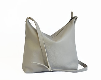 SAC HOBO EN CUIR FEMME Sac à main en cuir gris Hobo Crossbody Bag Festival Bag sac d’été - Barcelona Bag -