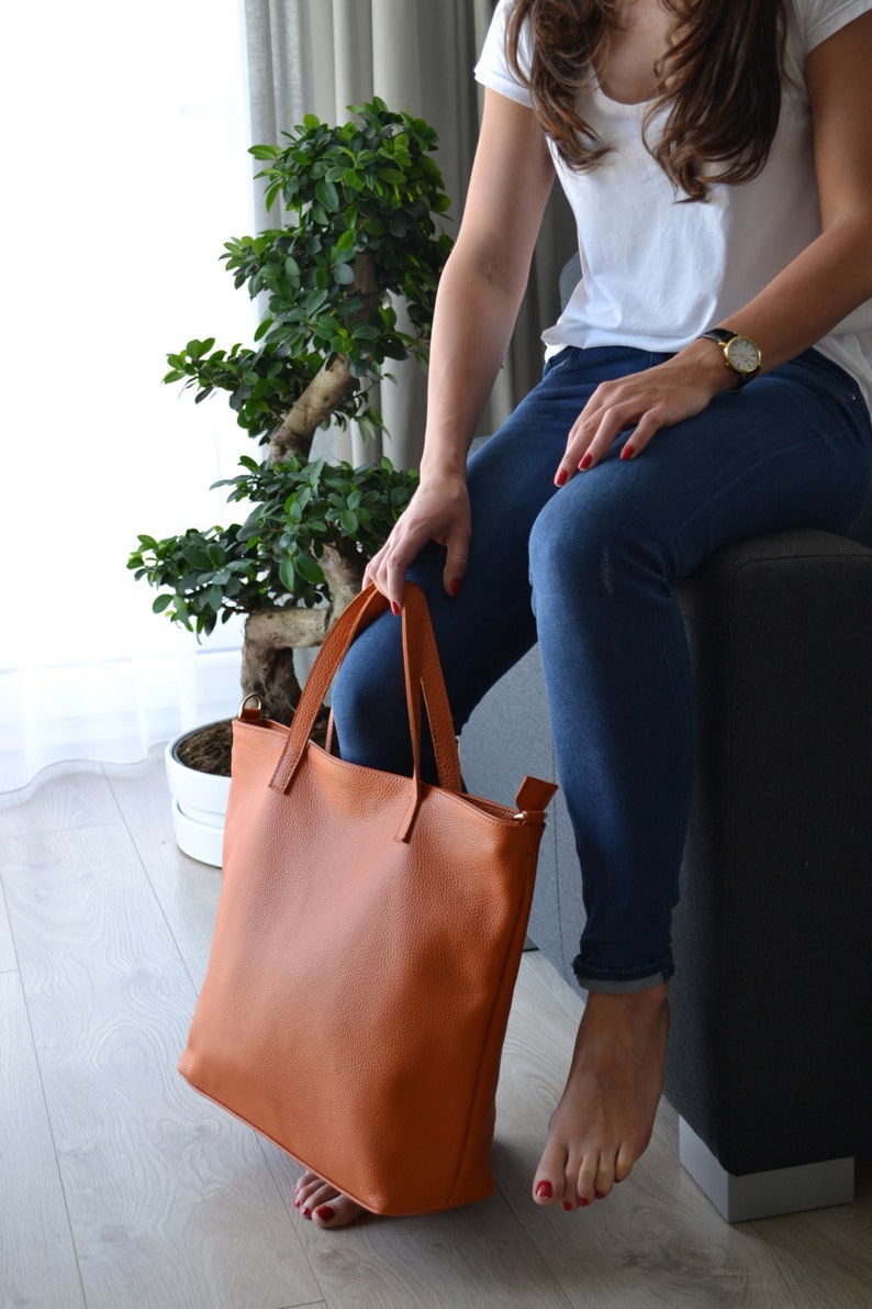 Full Grain Leather Tote Perfect Tote Bag Leather Tote With Etsy