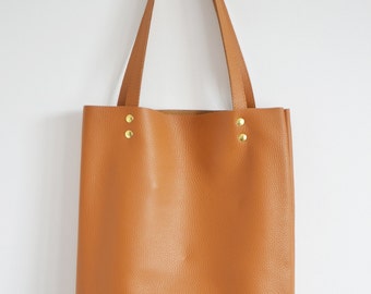 Leather tote bag, Leather tote, Tote bag leather, Tote bag, Leather tote woman, Leather tote, Leather tote - MADRID - Tan Leather Tote