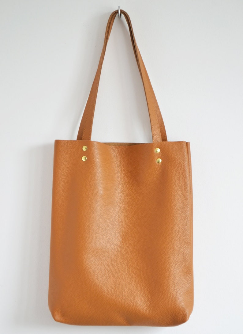 TOTE BAG Leather Tote Bag Everyday Tan Leather Tote Bag - Etsy