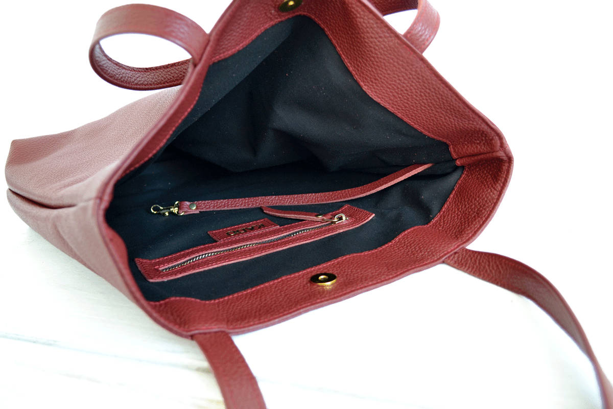 Oxblood Tote Bag Leather Tote bag Women s LAPTOP BAG Large Tote Bag Pebbled Leather Bag Magnetic and Lined Bag Brussel bag