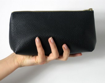 LEATHER POUCH, Pouch Leather, Leather Clutch, Leather Toiletry Bag, Leather Bag, Leather Makeup Pouch, Leather Cosmetic Bag