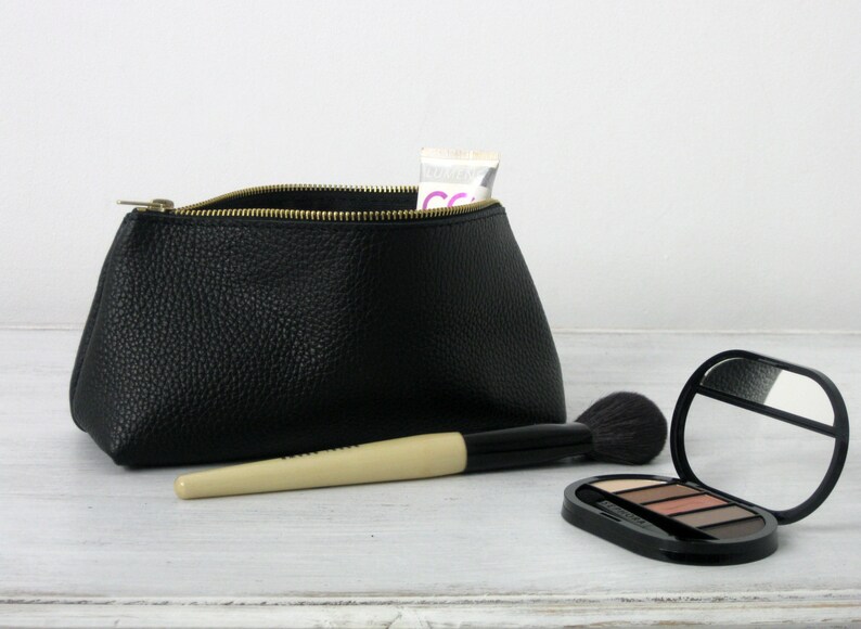 Leather Makeup Pouch, Leather Cosmetic Bag, LEATHER POUCH, Pouch