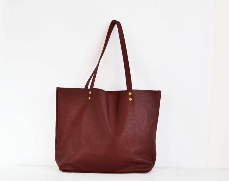OXBLOOD LEATHER TOTE, Large Leather Tote Bag, Leather Tote, Tote Bag