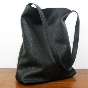 LARGE LEATHER TOTE Bag, Oversize Black Leather Tote, Cross Body ...