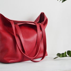 Leather tote woman, Leather tote, Red Leather tote, Large leather tote bag, Leather tote, Tote bag leather, Tote bag, ROME bag, Red Tote Bag