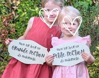 Sign marking the first and last days of school - Back-to-school souvenir photo prop - My first day of elementary school, milestone card