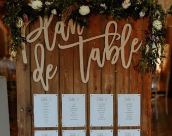 Plan de table mariage - Mot en bois découpé | DIY mariage à coller sur le plan de table mariage | 32 x 30 cm | Décoration mariage en bois