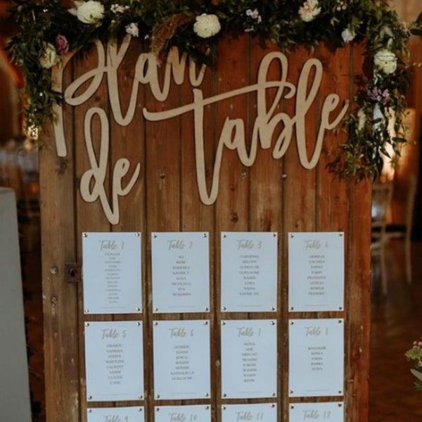 Plan de table mariage - Mot en bois découpé | DIY mariage à coller sur le plan de table mariage | 32 x 30 cm | Décoration mariage en bois