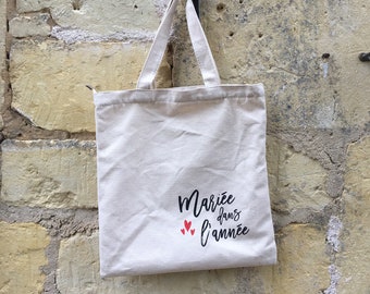 Sac tote bag Mariée dans l'année - tote bag Future mariée - tote bag mariée - tote bag mariage - cadeau future mariée - cadeau EVJF