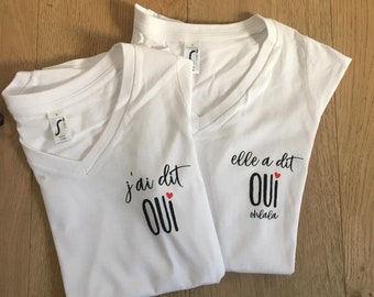 Tee-shirt EVJF "Elle a dit OUI Ohlala" Team de la mariée / Lendemain de mariage - Cadeau EVJF